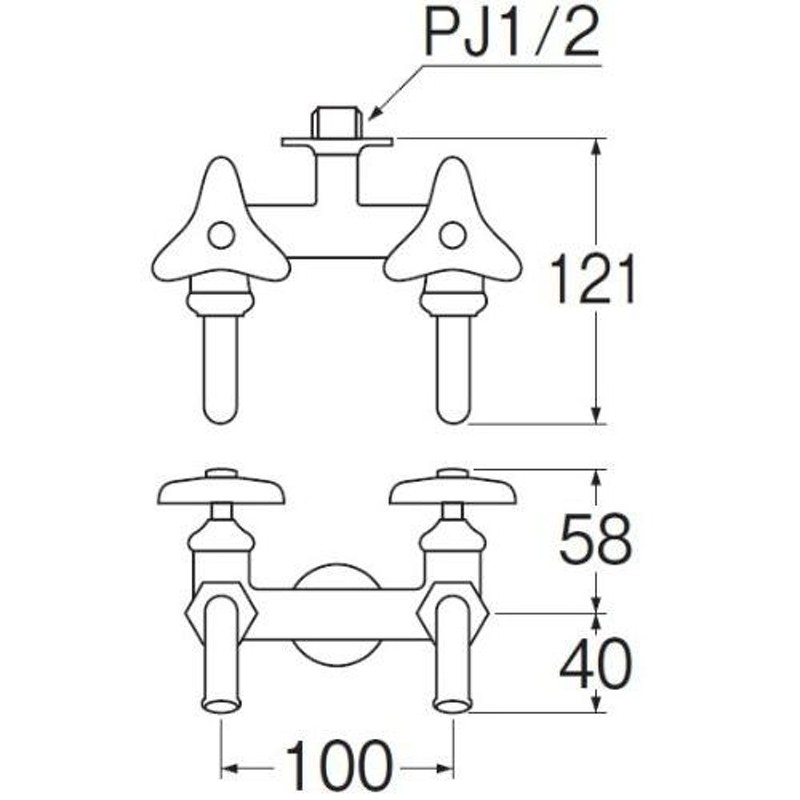 SANEI 送り座金付二口ホーム水栓 寒冷地仕様 呼び13 F13AK-13 | LINE