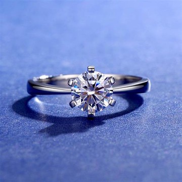【米蘭精品】莫桑鑽戒指925純銀銀飾-1ct簡約六爪鑲嵌女飾品2色73yk82
