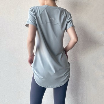 ola yoga 瑜伽服 運動短袖 夏季 新款 中長款 遮臀 顯瘦 速幹衣 運動上衣 透氣 健身衣 運動T恤 瑜伽衣