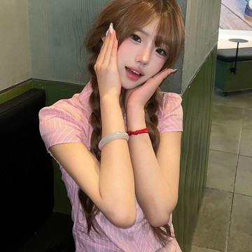 【臺灣出貨】小個子復古粉色條紋襯衫收腰穿搭短袖女夏季新款小個子正肩修身襯衣上衣 TKG
