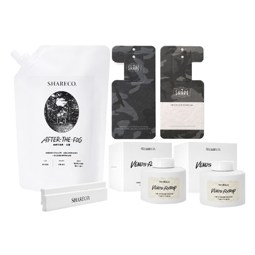 SHARECO 台灣公司貨 空間香氛儀式組 朝霧擴香補充 + 捕擴圓瓶2入 + 黑灰迷彩香水吊卡  1套