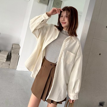 【HARPER】厚磅絨布壓紋口袋襯衫 | 現貨  長袖上衣 襯衫 秋冬【CLD78347H】