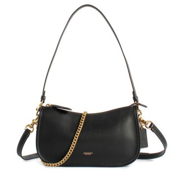 COACH WAVERLY 素面皮革肩背/斜背/側背三用包-黑