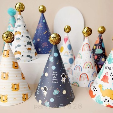 多款 生日帽【台灣現貨】派對帽 生日派對 尖尖帽 壽星帽 慶生帽 裝飾 佈置 火箭 兒童 節慶 恐龍 太空人 怪獸 周歲