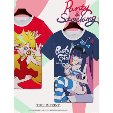 吊帶襪卡通天使T恤短袖速干痛衫青少年圓領半截袖日常大碼衣服潮