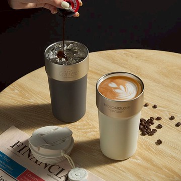 LATTE CUP 拿鐵吸管不鏽鋼保溫杯（500ml／3色） 霧面白