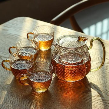 玻璃茶壺煮茶器耐高溫功夫茶具套裝家用花茶錘紋泡茶壺電陶爐茶爐