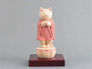 木雕合掌貓站立 kasaya 貓佛 1914