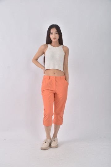 (M) traveler羊毛羊毛亮橘色長褲