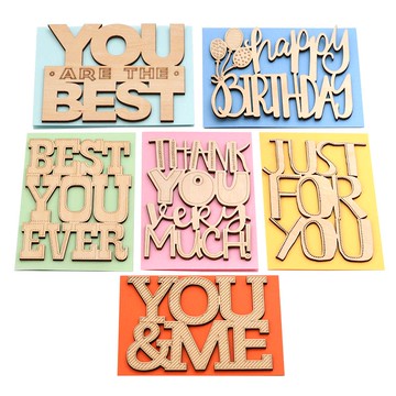 伊和諾創意木制雕刻貼片卡片祝福賀卡萬用卡生日卡感謝卡木雕賀卡