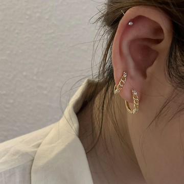 小寶s925純銀獨特鏈條鋯石耳環2022年新款潮輕奢女小眾設計感高級