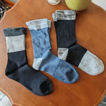 外貿出口美單男士秋冬款棉中筒襪子女松口襪休閑百搭撞色老人襪