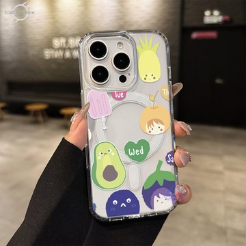 滿屏搞怪水果 抗黃防摔磁吸蘋果手機殼 iPhone17 16E 15 14 13 12 11PROMAX透明手機殼