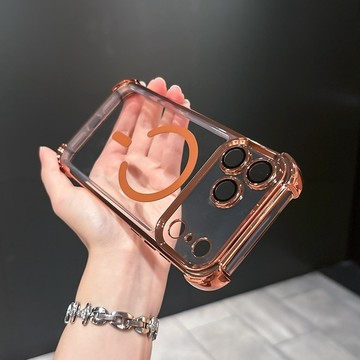 四角氣囊防摔 電鍍透色 側邊掛繩孔 適用 iPhone 17 Air 16 15 14 13 12Pro Max 保護殼