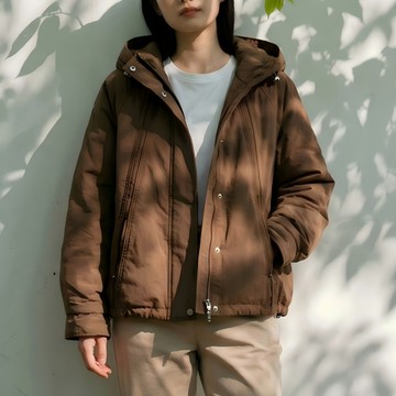 休閑連帽鋪棉夾克外套122735C