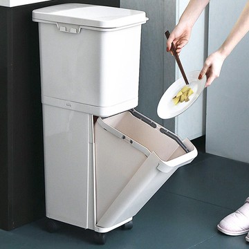分類垃圾桶家用塑料客廳廚房垃圾箱大號雙層有蓋干濕分離垃圾筒