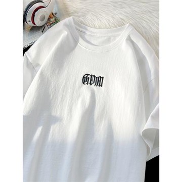 白色t恤男短袖夏季2024新款寬松休閑百搭上衣男士大碼半袖體恤薄