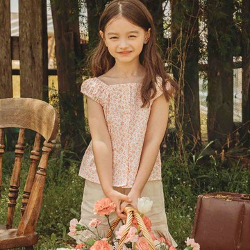 韓國 OZKIZ - 夏日橘花背心短褲套裝