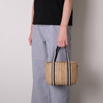 織帶蕾絲藤編包