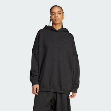 ADIDAS ORIGINALS 愛迪達 阿迪達斯 三葉草 基本款 寬鬆 帽T 女連帽上衣-黑色 P ESS OS HOODIE-IW5746