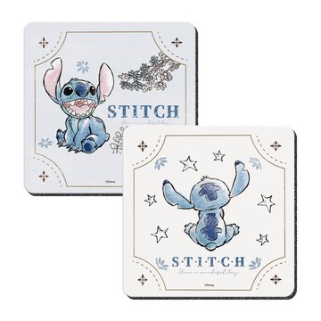 【Disney 迪士尼】軟式珪藻土吸水杯墊-復古風 花花史迪奇 （2入/組） （10x10x0.5cm） _廠商直送