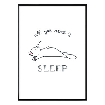 貓的murmur 睡覺 All you need is sleep 海報  70 x 50cm  黑色