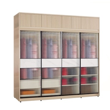 文創集 維爾泰鋁框8.1尺岩板玻璃加高衣櫃組合(吊衣桿x4＋二抽屜)-242x60x236cm免組