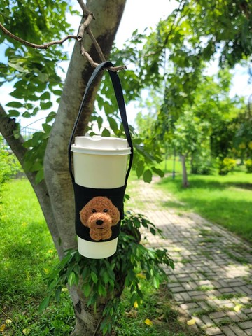 手工羊毛氈-紅貴賓飲料袋