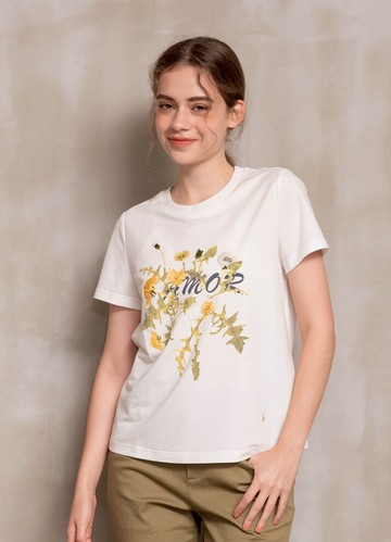 *亮夏花葉刺繡印花圖案Ｔ恤