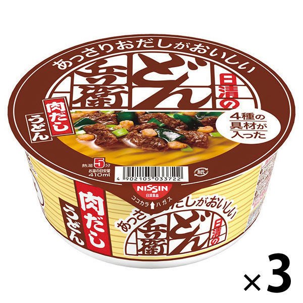 日清食品日清のあっさりおだしがおいしいどん兵衛 ４種の具材が入った肉だしうどん 3個