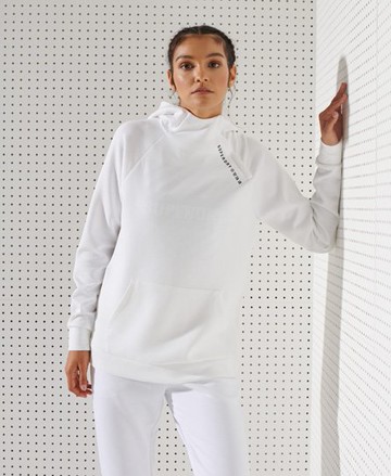 Superdry Women's Women's Sport Training Half Zip Overhead Hoodie White / Optic - Size: 12 Size: 8