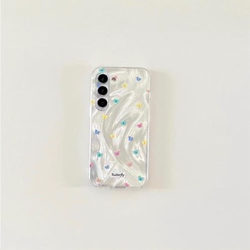 半透彩虹小蝴蝶適用三星S24Ultra手機殼S23至尊版S22+/S21FE防摔A73/A54/A32/A71小清新Note20硅膠S10保護套9