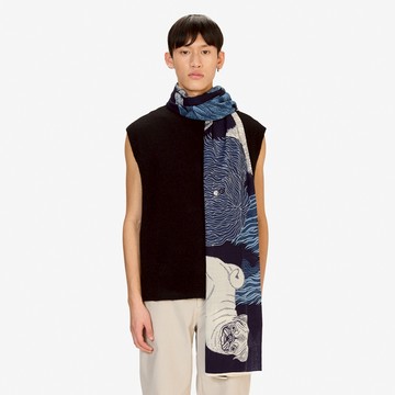 INOUI EDITIONS TOUTOU 羊毛圍巾100 - 夜藍