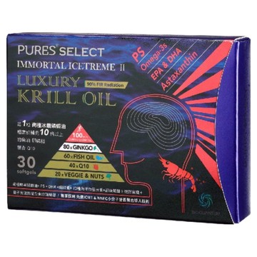 PURES 純萃生技 南極冰鑽磷蝦油  30顆  1盒