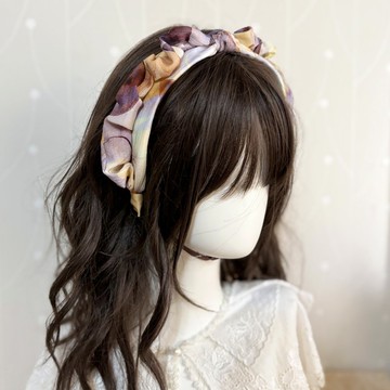 荷葉皺褶髮箍 / 頭箍 寬版 寬邊 髮帶式打結髮窟 頭帶 頭飾 手工