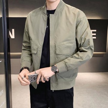男士休閑外套春秋季2025新款棒球領夾克修身工裝潮流百搭休閑上衣