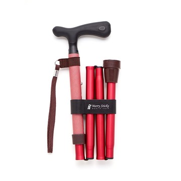 【海夫健康生活館】Merry Sticks 悅杖醫療用手杖(未滅菌) 夜間時尚系列 專利反光 4段折疊式手杖(赤紅幾何)