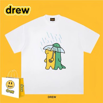drew潮牌美式趣味卡通小恐龍印花夏季重磅純棉男女寬松短袖T恤ins