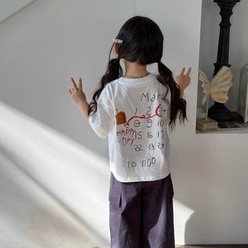 【兒童純棉T恤】 女童短袖上衣 字母印花T恤 中大童上衣 兒童休閒上衣 圓領短袖 春夏童裝 百搭童裝 兒童短袖 純棉短袖