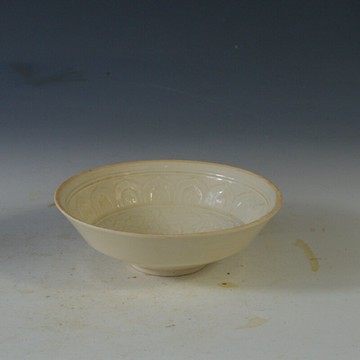 仿古瓷器 復古做舊南宋風格 定窯白釉花卉紋折腰碟 古董古玩舊貨