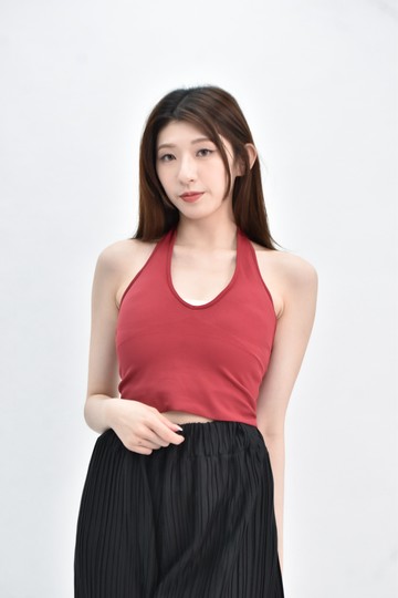 (S)   bra top掛脖紅色上衣