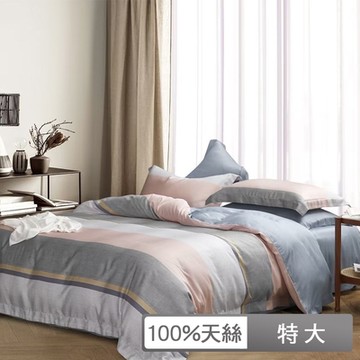 貝兒居家寢飾生活館 100%天絲七件式兩用被床罩組 特大雙人 念想