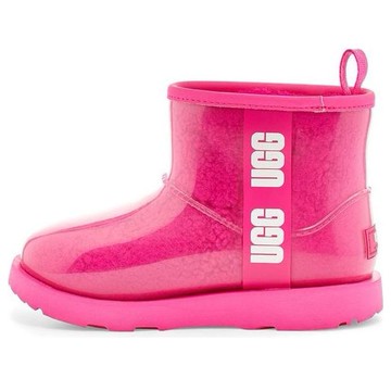 UGG Classic Clear Mini II Large LOGO Fleece Lined Big Boys Pink Red