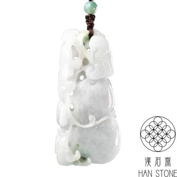 【漢石齋】天然翡翠A貨 如意福瓜玉佩吊墜 細糯種(66*13*31mm)