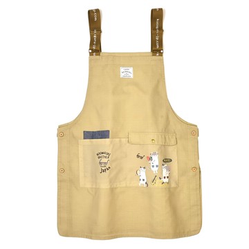 kUSUgURU JAPAN 日本眼鏡貓 Nekomaruke系列 長版背心型兩側帶扣圍裙 85 x 57cm  米色  1件