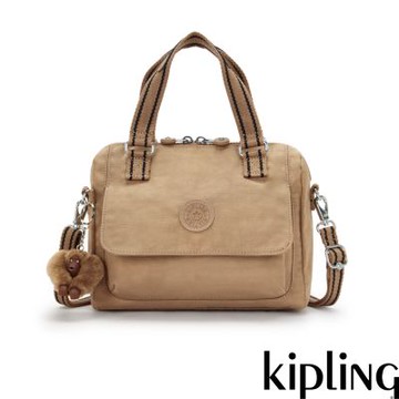 Kipling 淺棕褐色翻蓋手提側背包-ZEVA