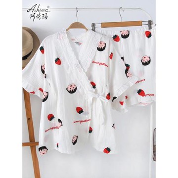 夏天孕婦哺乳睡衣夏裝短袖純棉紗布月子服夏季薄款產后產婦兩件套