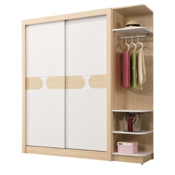 文創集 比菲亞 雙色6.5尺推門衣櫃組合-195x60x203cm免組