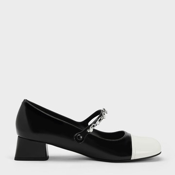 珍珠瑪莉珍粗跟鞋