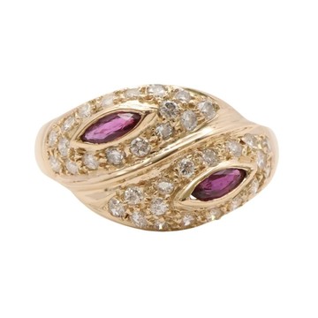 JEWELRY 無品牌珠寶 戒指 18K黃金 鋪鑽 紅寶石 【二手名牌BRAND OFF】